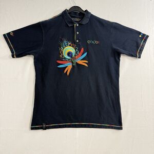 Vintage Coogi Embroidered Polo Shirt Size XL Black Big Logo Hip Hop Baggy Y2K